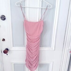 Lucy in the Sky Light Pink Bodycon Mini Dress size small Draped design
